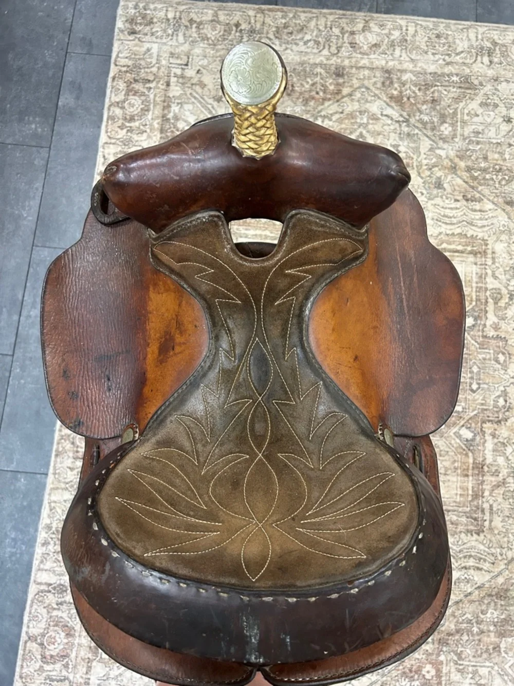 Vintage Youth Western Leather Saddle. 14” Seat. - Picture 7 of 16